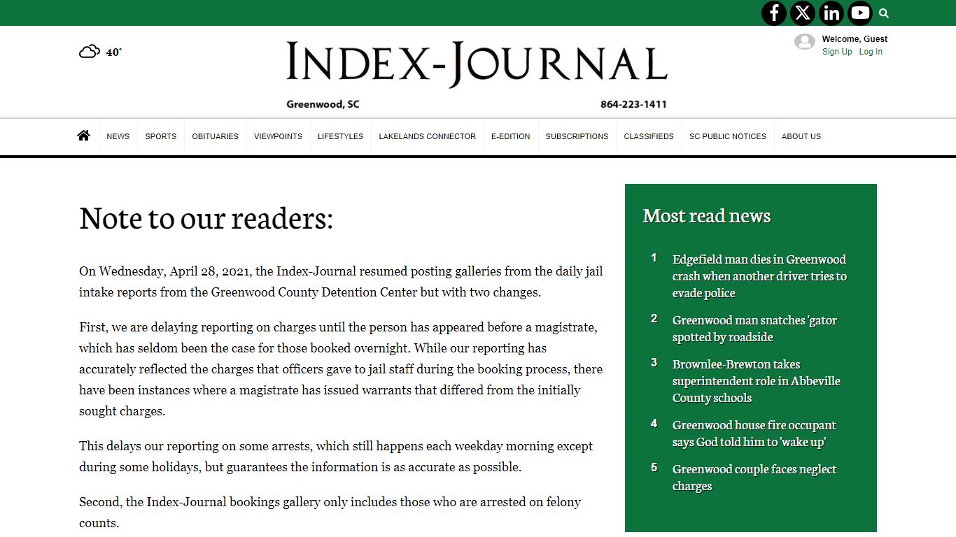 Greenwood County jail reports | indexjournal.com