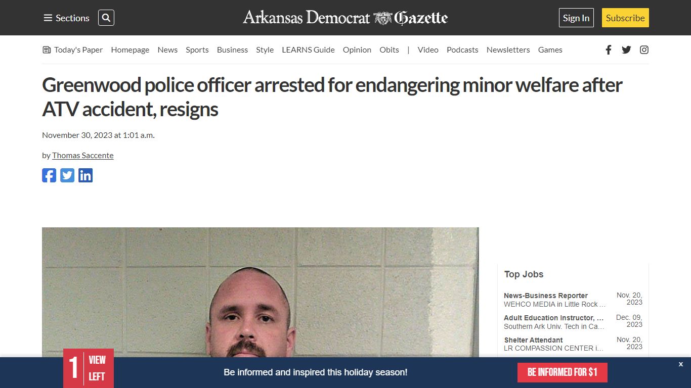 Greenwood police officer arrested for endangering minor welfare after ...